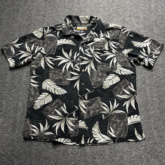 Havana Jacks Cafe Other - Havana Jacks Cafe Hawaiian Shirt Mens Medium Black Floral Hula Button Up Silk